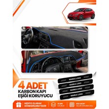 E-BİZ Seat Leon (2013-2020) Uyumlu Ön Torpido Koruma Kılıfı Halısı Koruyucu Örtüsü - Siyah-Mavi - SE006