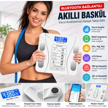 Alpotekno Akıllı Baskül Bluetooth Vücut Analizli Dijital Tartı | Yağ Kas Su Bmı Ölçümü | Mobil Uygulamalı 180 kg