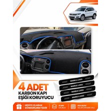 E-BİZ Volkswagen Tiguan (2007-2015) Uyumlu Ön Torpido Koruma Kılıfı Halısı Örtüsü - Siyah-Mavi - VW023