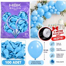 Avcı Parti Dünyası 100 Adet Makaron Mavi 5 Inç Balon + 5 Metre Balon Zincir Şeridi Hediye
