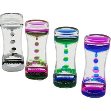 Efnaz Style Çift Renk Su Çift Katlı Dar Şişe Model Sulu Kum Saati Mika Akrilik Plastik 13.7 x 5.2 x 3.3cm