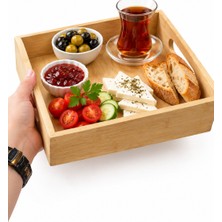 Hazar Kare Bambu Düzenleyici ve Sunum Tepsisi (19X19X5.7 Cm)