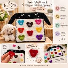 NurEra Design Sevimli Kuzucuk Montessori Renk Eşleştirme&düğme Ilikleme Oyunu