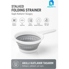 Dolphfin Saplı Katlanabilir Süzgeç Makarna Sebze Meyve Yıkama ve Süzme Aparatı