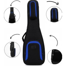 Erga Müzik Profesyonel Kalın Akustik Gitar Kılıfı-Çantası - Siyah - Mavi 1900 Denye Lüx Kumaş - %100 Su Geçirmez