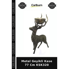 Carlburn Özel Üretim Dekoratif Geyik Figürlü Salon Sunum Metal Geyikli Kase 77 cm KSK320