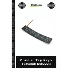 Carlburn Özel Üretim Doğal Taş Dekoratif Aksesuar Hediye Obsidian Taşı Kayık Tütsülük KSK2223