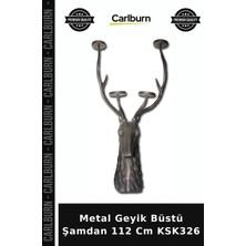 Carlburn Özel Üretim Dekoratif Salon Aksesuar Şık Ev Metal Geyik Büstü Şamdan 112 cm KSK326
