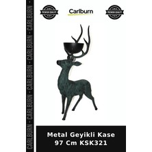 Carlburn Özel Üretim Dekoratif Geyik Figürlü Sunumluk Salon Aksesuar Metal Geyikli Kase 97 cm KSK321