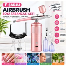 Ada Ev Ve Yaşam Şarjlı Airbrush Boya Tabancası Seti Kompresörlü Tırnak Sanatı, Hobi Boyama, Pasta Süs, Nemlendirici Sprey