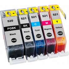 PGI-520/CLI-521 Muadil Kartuş Canon Pıxma MP990 Yazıcı Uyumlu 5 Renk