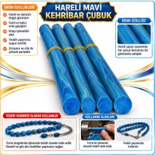Torna Türk Hareli Galalith - Hareli Damarlı Kehribar Çubuk -Mavi Hareli
