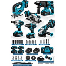Dragro Premium Kömürsüz 21V 6x4 6'li Set Kırıcı Delici Somun Sıkma Taşlama Makinesi Matkap Dekupaj Sunta Kesme