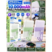 Azurtech Acl PW-164 10.000MAH 22.5W Hızlı Powerbank – Dahili Usb-C & Lightning Kablo