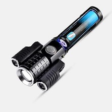 Tr Üç-Kafa USB Şarj Cree LED El Feneri Alüminyum Taktik W8 E38
