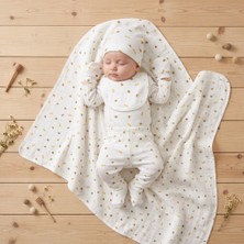 Asyaden Baby Kız Erkek Bebek 7'li Yenidoğan Hastane Çıkış Seti -Arı Desenli Zıbın Seti, 0-3 Ay, %100 Pamuk
