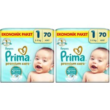 Tr Bebek Bezi Premium Care 1 Numara 70 Adet Yenidoğan Ekonomik Paket (2 Paketi)