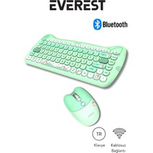 Tr KM-6285 Catty Mini Wireless-Bluetooth Kablosuz Ultra Sessiz Özel Tasarımlı Q Klavye Mouse Set