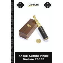 Carlburn Özel Üretim Dekoratif Koleksiyon Hediyelik Antika Görünümlü Ahşap Kutulu Pirinç Dürbün 2005B