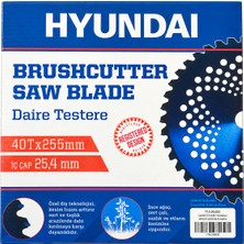 Hyundai 255 mm 40 Diş Elmaslı Motorlu Tırpan Testeresi 25,4 mm Iç Çap Ot ve Çalı Kesme Bıçağı