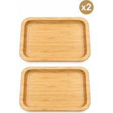 Hazar 2 Adet Bölmeli Bambu Çerezlik ve Sunumluk (17X10X1.9 Cm)
