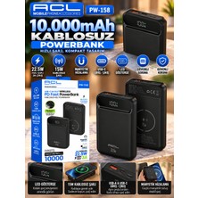Azurtech Acl PW-158 10.000MAH 22.5W Kablosuz Hızlı Şarj Powerbank – LED Göstergeli Usb-C