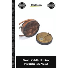 Carlburn Özel Üretim Koleksiyon Dekoratif Antika Hediyelik Aksesuar Deri Kılıflı Pirinç Pusula 15751A