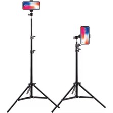 Tr Tripod 2.1 mt 360 Döner Başlıklı Telefon Tutucu Ring Light Metal Işık Stüdyo Lamba Ayağı