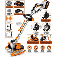 Dragro 21V Kömürsüz Motor 2x Bataryalı Ot Çim Çalı Kenar Biçme Tırpan Makinesi