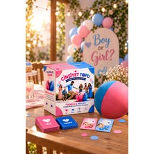 Patladı Gitti Kız Cinsiyet Belirleme Topu ve 24'lü Tahmin Kartı Seti – Pembe Pul Çıkan Gender Reveal Parti Seti