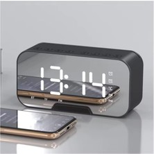 Tr Bluetooth Hoparlör Fm Radyo LED Ayna Ekranlı Dijital Çalar Saat Masa Üstü Alarm Termometre