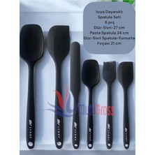 Tr 6'li Takım Yanmaz Yapışmaz Silikon Spatula Seti, Siyah