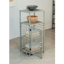 Bye Concept & More Dekoratif Bej Metal Çok Amaçlı Dolap 4 Raflı Organizer