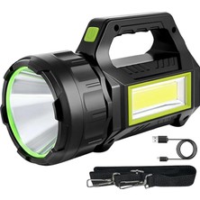 Tr Şarjlı Güneş Panelli El Feneri, 30W Ultra Güçlü LED Işık, 7 Farklı Işık Modu, Yan Iş