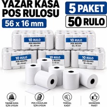 Liva Ambalaj Pos Rulosu 56X16 mm Termal Kağıt 50'li 5 Paket Yazar Kasa Pos Rulosu