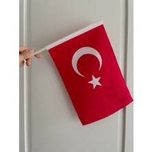 Akyıldız Store (10 Adet) Sopalı Türk Bayrağı 20x30 cm – Bez Alpaka Kumaş