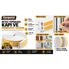 Karapolat Yapışkanlı Kapı Pencere Bandı Fitili Beyaz 5x2=10 Metre | Isı, Soğuk, Toz ve Rüzgar Izolasyon Bandı