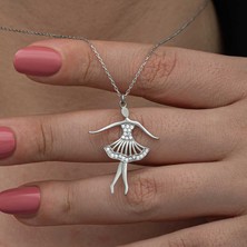 Bersel Butik Gümüş Balerin Kadın Kolye