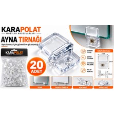 Karapolat 20 Adet Şeffaf Ayna Tırnağı Cam Tutucu Duvara Ayna Sabitleme Montaj Aparatı
