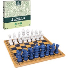 Classics Dikkatli Klasikler, Satranç Dama Tahta Oyun Seti, Bambu Ahşap Kutulu Aile Masa Oyunları Çevre Dostu Hediye, 8 Yaş ve Üzeri Çocuklar Için
