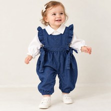 Jolly Joy Jollyjoy Kız Bebek Kot Salopet Gömlek 2'li Takım