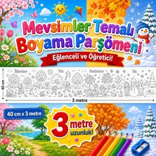Rengi Alem Mevsimler Temalı Dev Boyama Sayfası 40 cm x 3 M – Dört Mevsim Okul Öncesi Boyama Etkinliği