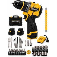 Dragro 21V Kömürsüz Darbeli Metal Şanzıman Çift Akülü Vidalama Full Setli