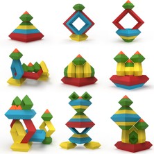Küpss PİRAMİX Eğitici Piramit 3D Yapı Blokları, 30 Parça, Model Kitabı ve Saklama Çantalı STEM & Montessori Zeka Oyuncağı (3-8 Yaş)