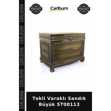 Carlburn Özel Üretim Dekoratif Ev Aksesuarı Çeyiz Tekli Varaklı Sandık Büyük ST00113