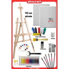 Tr Lüks Resim Başlangıç Seti 3-Şövale (Şövalye), Tuval (Tual Seti), Ressam Akrilik Yağlı B
