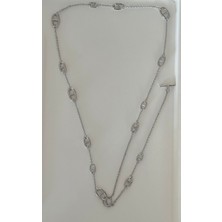 Kadın Gümüş Rengi Çelik Farandole Model Ithal Marka Uzun Kolye 102 cm