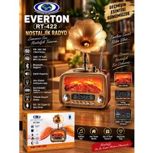 Everton RT-422 Bluetooth Fm-Usb-Tf-Aux Şarjlı Nostaljik Radyo Gramafon (Alev Ambiyans Işığı) Şömine Çıtırtı Sesli
