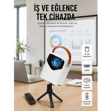 Maison Luré Yüksek Kaliteli 4K Hd Ev Sinema Projektörü, Bluetooth ve Kumanda ile Projeksiyon Perdesi