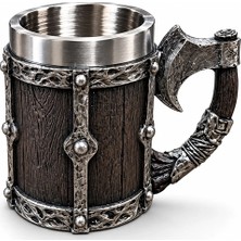Emt Pazarlama® Viking Balta Kulplu 3D Paslanmaz Çelik Kupa Bardak ALK6263